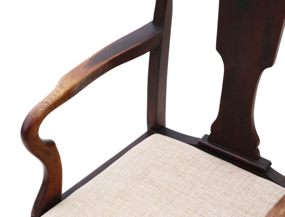 Set of 8 (6+2) mahogany Queen Anne revival dining chairs View VI