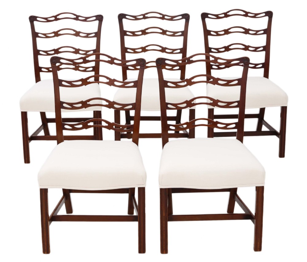 Set of 5 Georgian Revival C1900 mahogany dining chairs