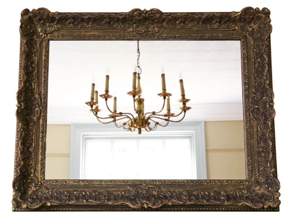 19th Century Louis XIV style gilt overmantle wall mirror