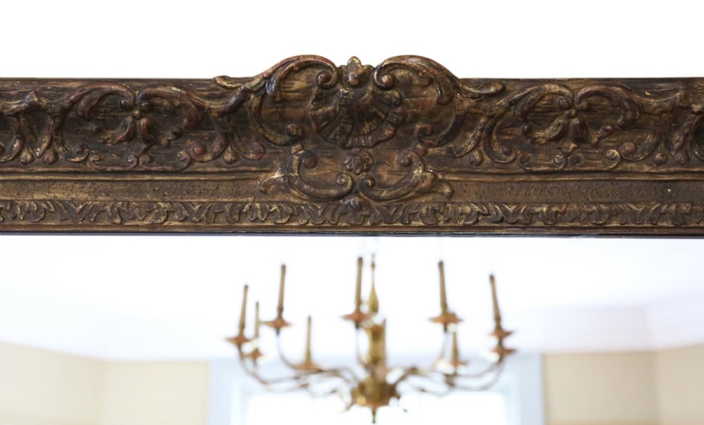 19th Century Louis XIV style gilt overmantle wall mirror View II