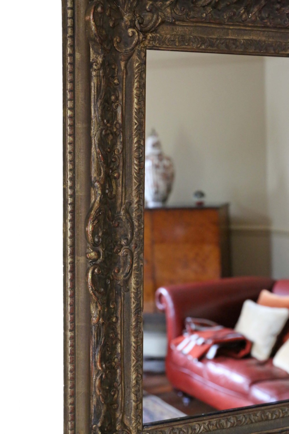 19th Century Louis XIV style gilt overmantle wall mirror View V