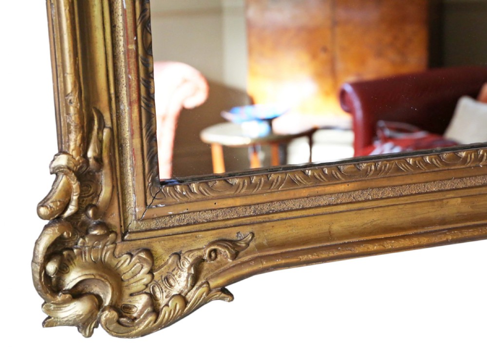 Gilt wall or overmantle mirror 19th Century  View V