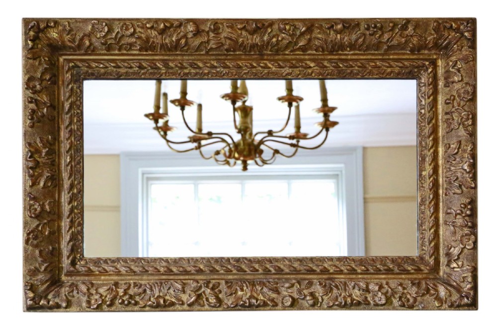 19th Century Louis XIV style gilt / overmantle wall mirror