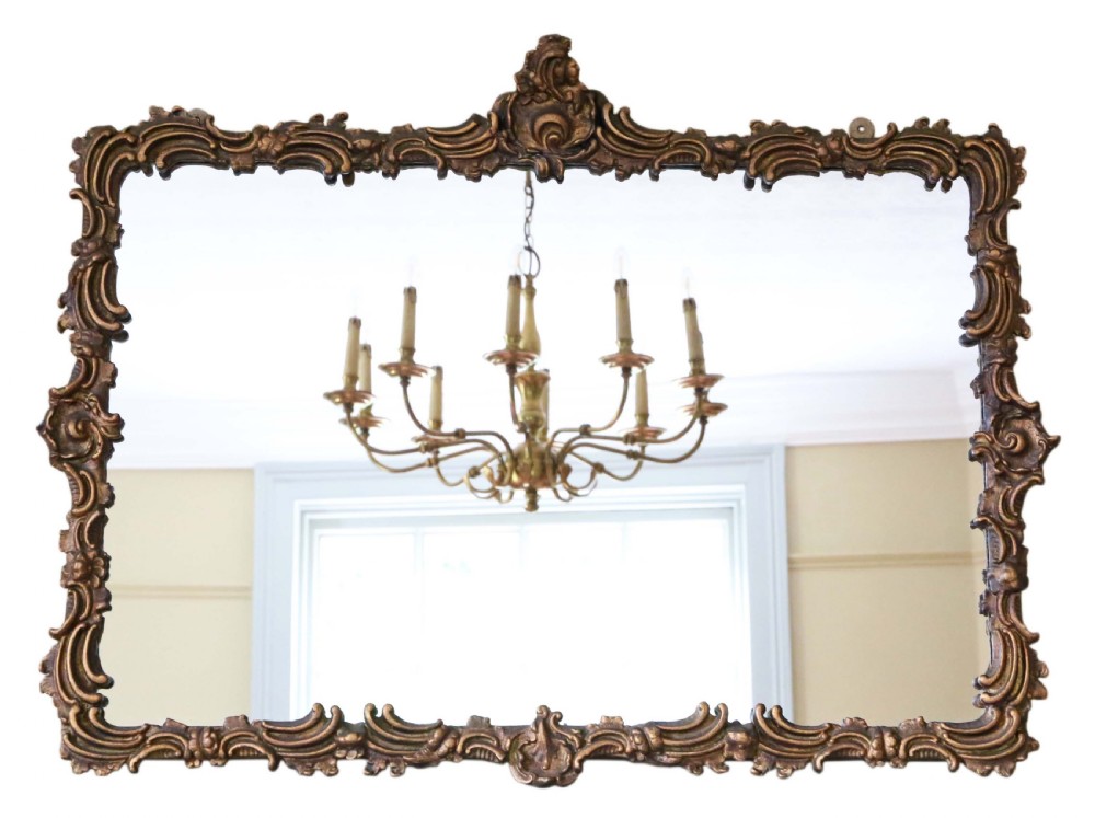 19TH CENTURY GILT OVERMANTLE WALL MIRROR