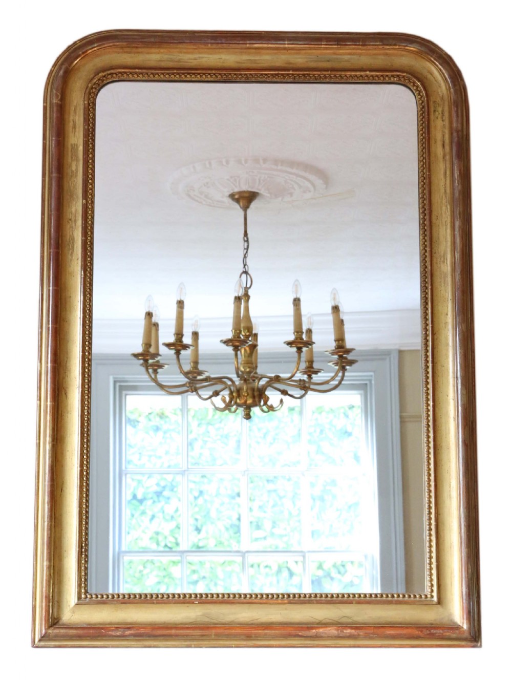 19TH CENTURY LARGE GILT OVERMANTLE OR WALL MIRROR
