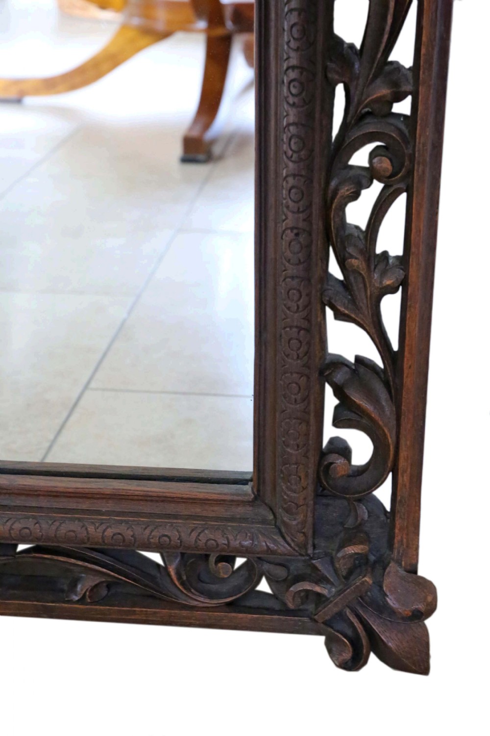 Carved oak full height wall floor mirror 19th Century View VIII
