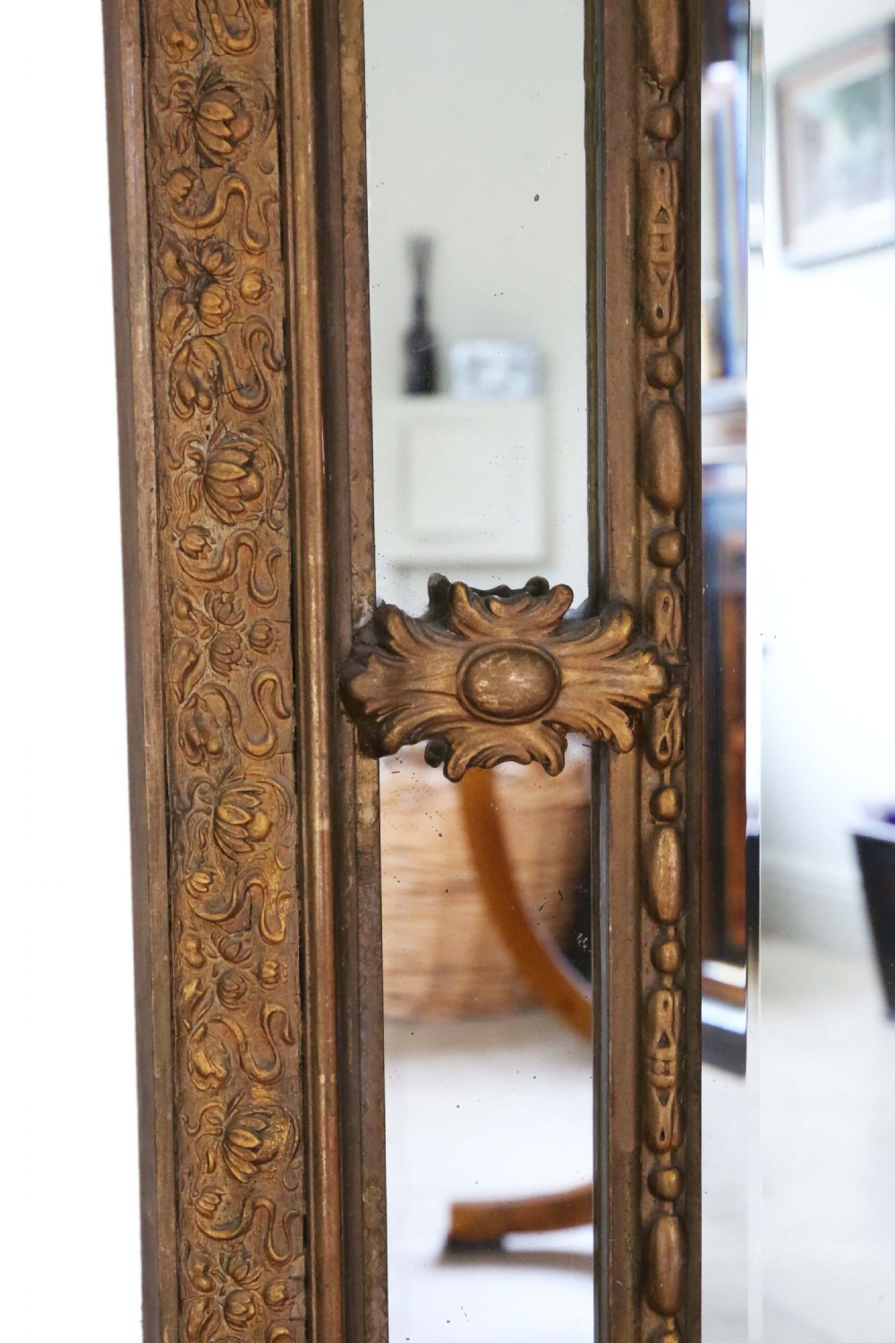 Very large gilt wall floor cushion mirror 19th Century View IV