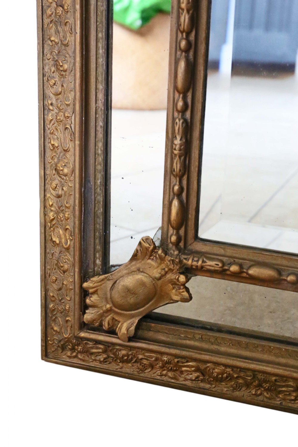 Very large gilt wall floor cushion mirror 19th Century View VI