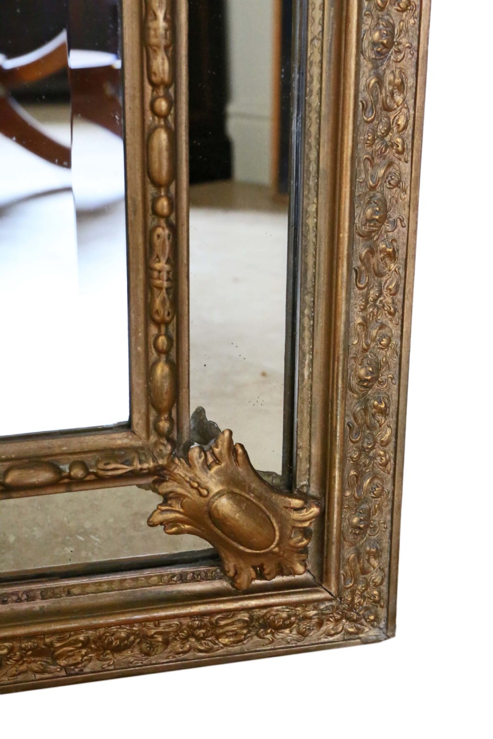 Very large gilt wall floor cushion mirror 19th Century View VII