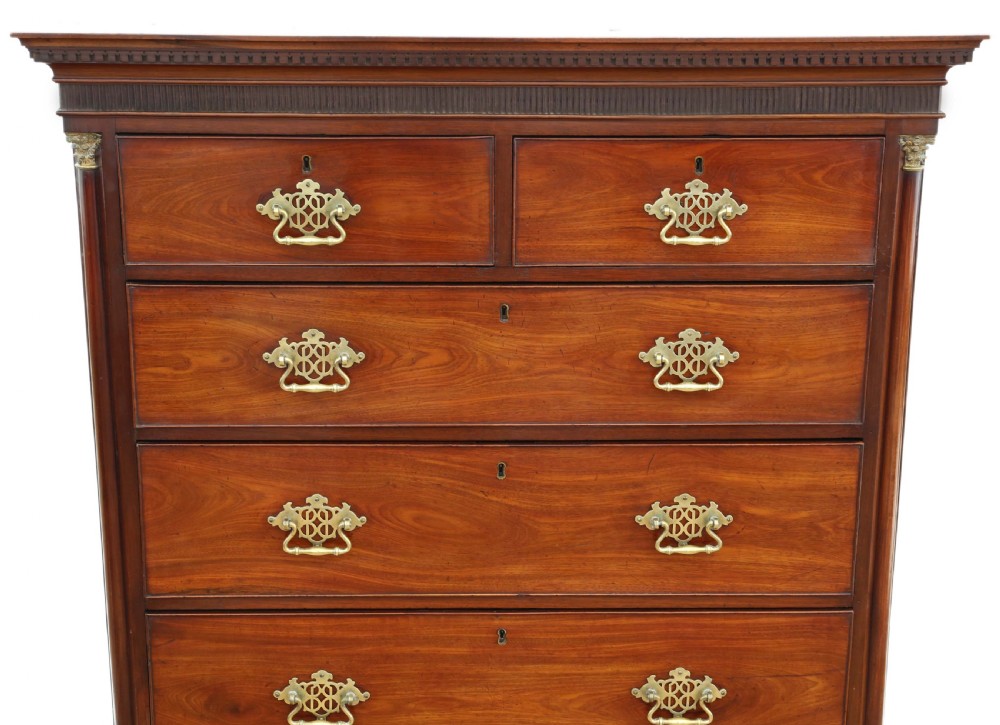 Antique fine quality Georgian mahogany tallboy chest on chest of drawers View III
