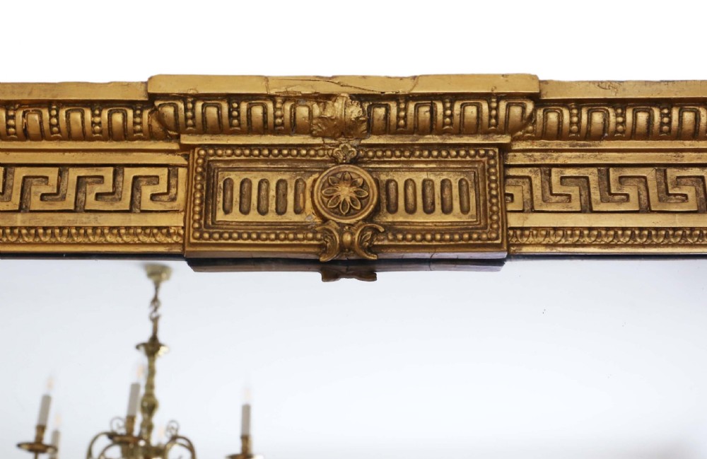 Antique very large quality gilt overmantle wall mirror 19th Century View III