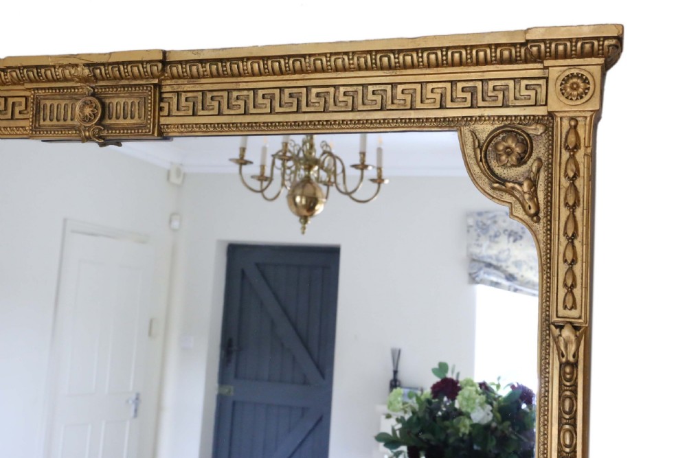 Antique very large quality gilt overmantle wall mirror 19th Century View VI