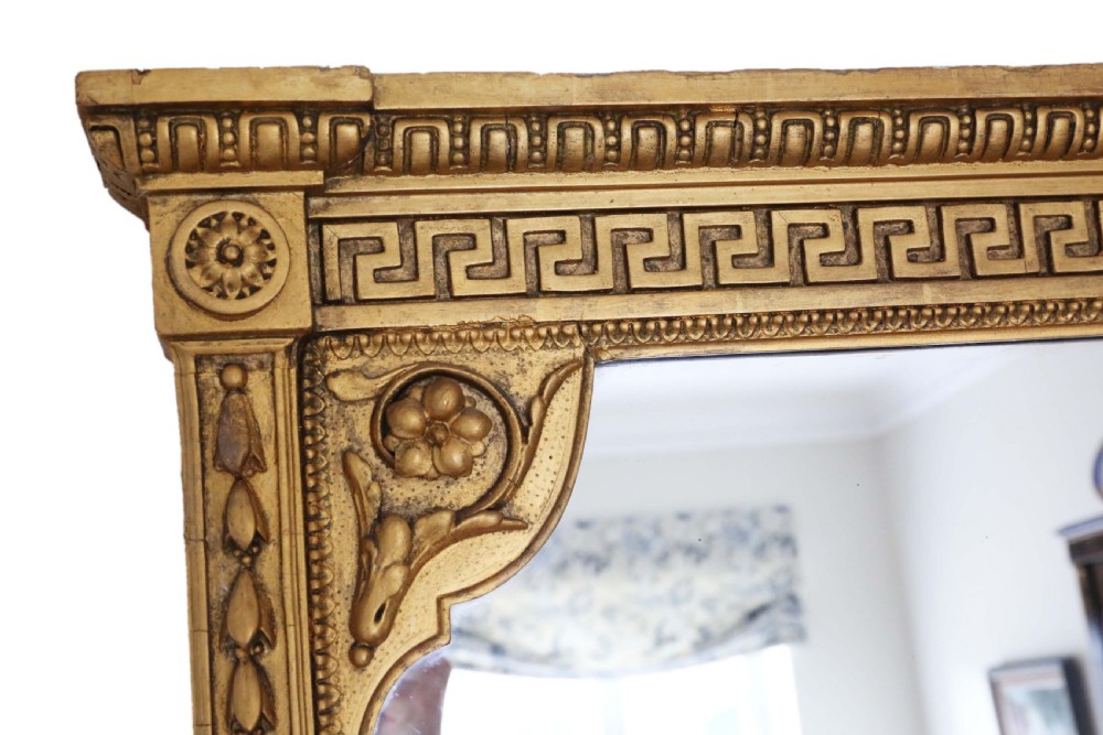 Antique very large quality gilt overmantle wall mirror 19th Century View VII