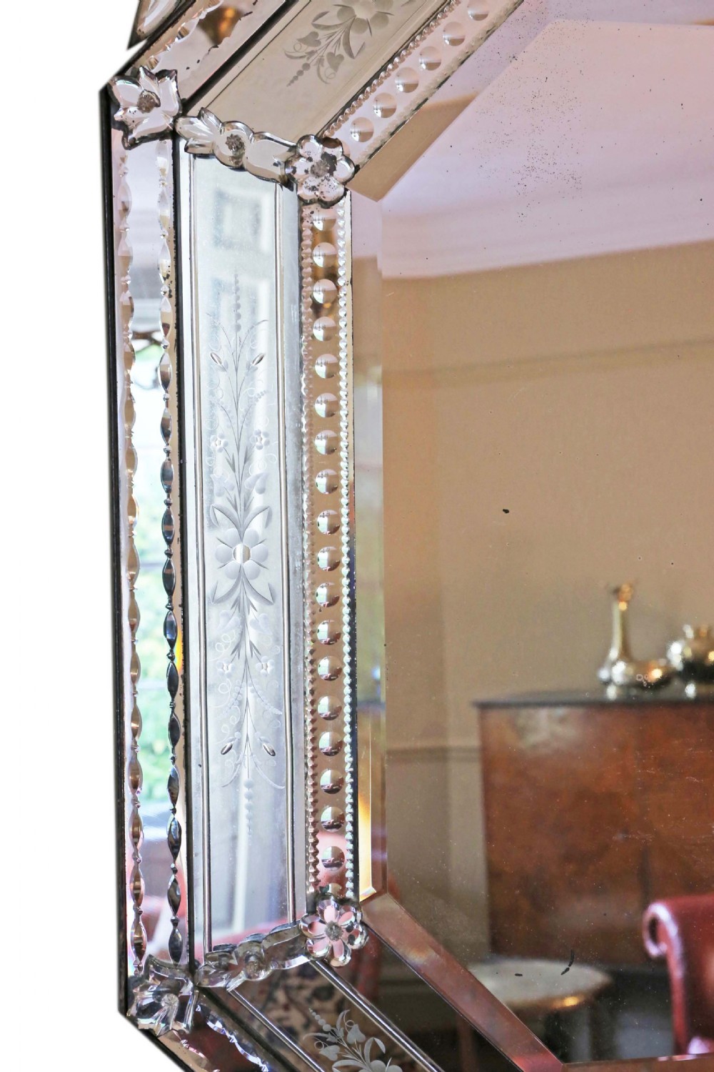 Antique 19th Century large quality Venetian glass overmantle or wall mirror View IV