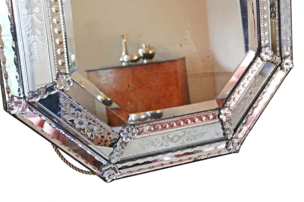 Antique 19th Century large quality Venetian glass overmantle or wall mirror View V