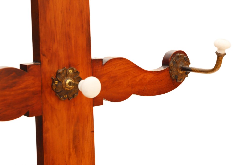Antique quality red walnut Victorian hall, coat, hat, stick, umbrella, stand View II