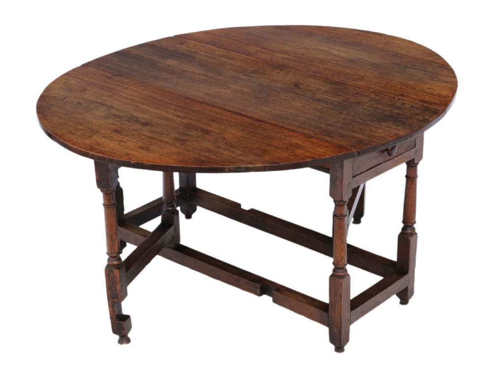 18th Century oak gate-leg drop leaf dining table