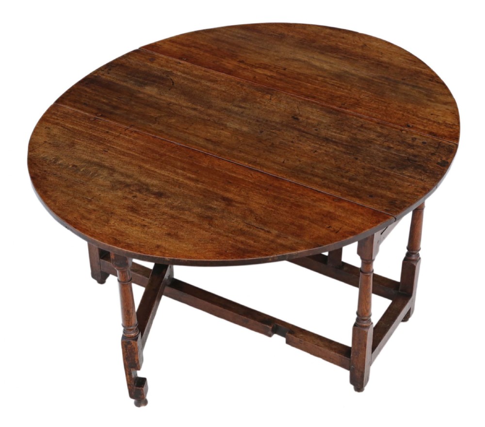 18th Century oak gate-leg drop leaf dining table View II