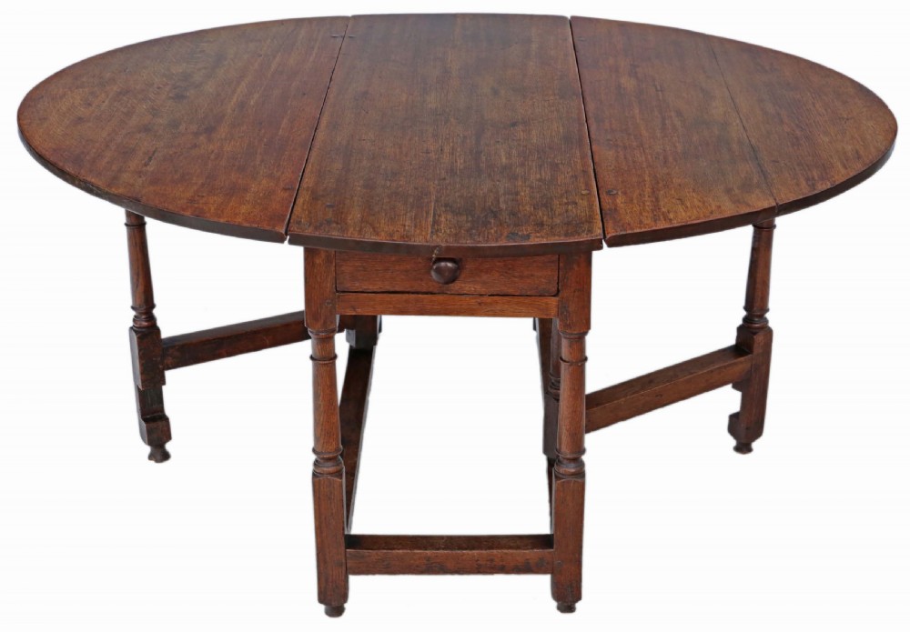 18th Century oak gate-leg drop leaf dining table View III