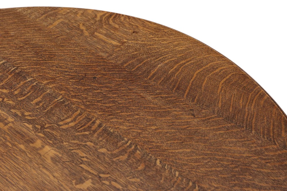 Waring and Gillows extending oak dining table ~ 8' View IV