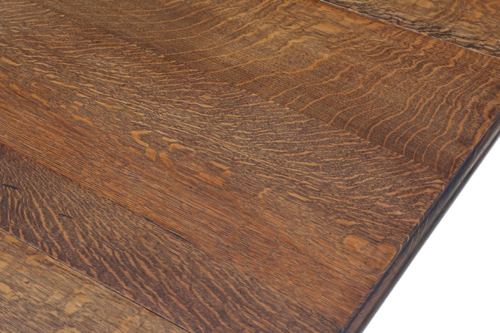 Waring and Gillows extending oak dining table ~ 8' View V