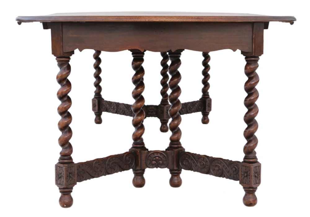 Waring and Gillows extending oak dining table ~ 8' View VII