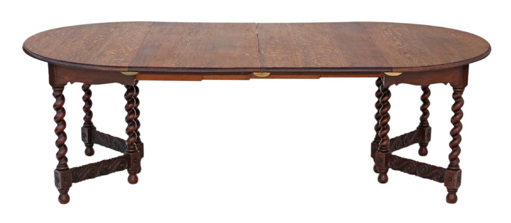 Waring and Gillows extending oak dining table ~ 8' View X