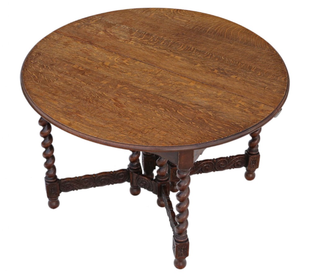 Waring and Gillows extending oak dining table ~ 8' View XIV