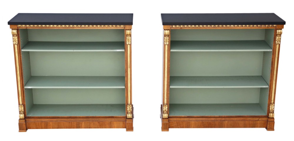 Pair of large Victorian and later walnut adjustable bookcase