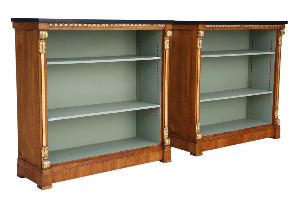 Pair of large Victorian and later walnut adjustable bookcase View V