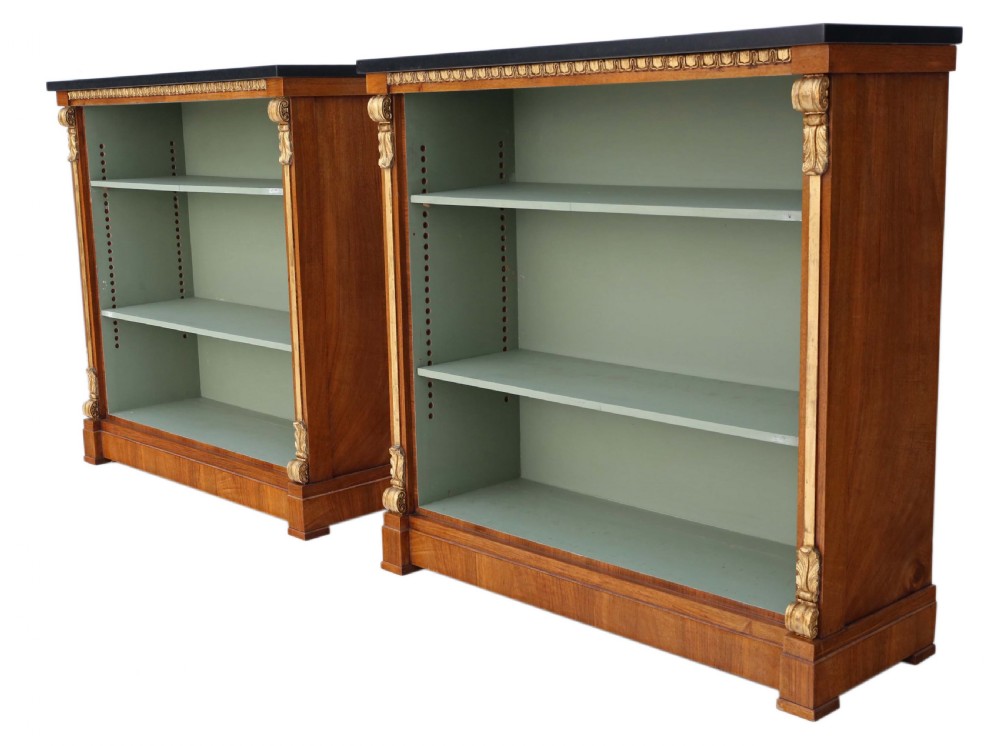 Pair of large Victorian and later walnut adjustable bookcase View VI