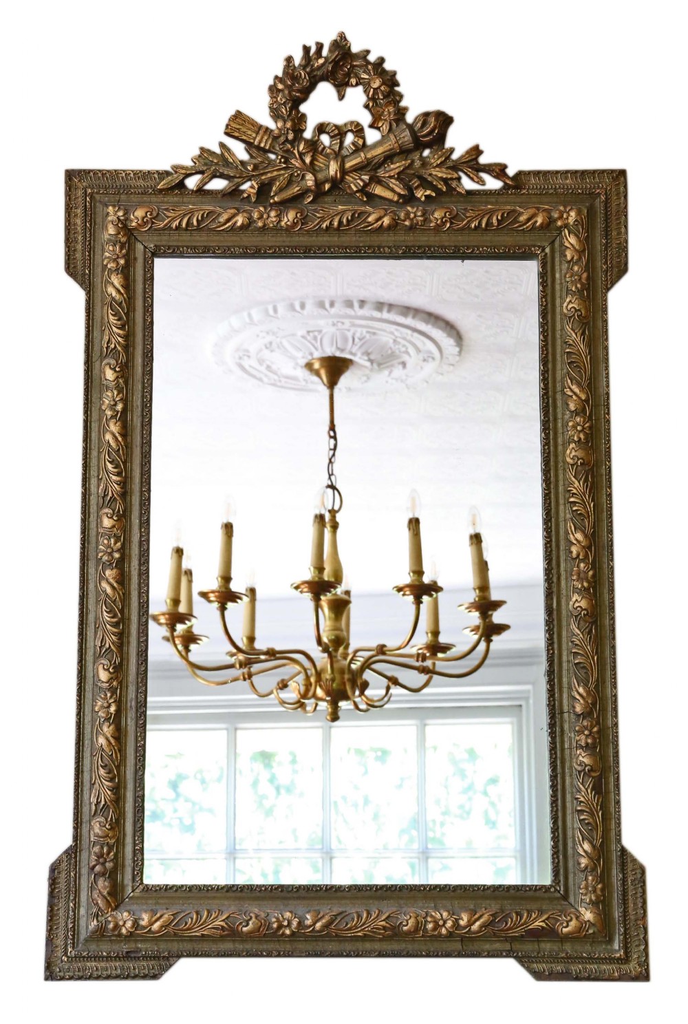 Large 19th Century gilt overmantle or wall mirror