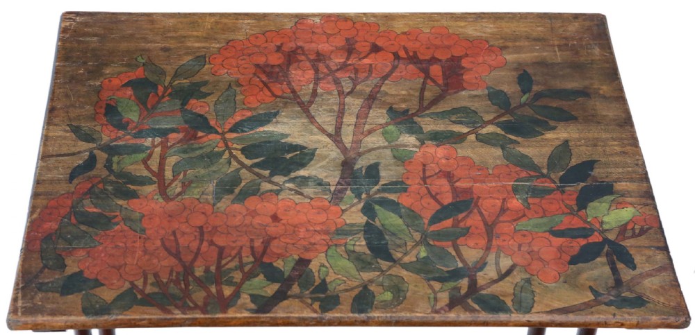 19th Century decorated beech nest of 4 side tables occasional View V