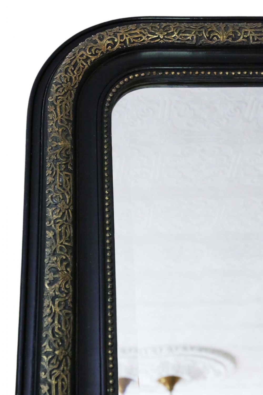 Very large 19th Century ebonised and gilt finish overmantle wall mirror View IV