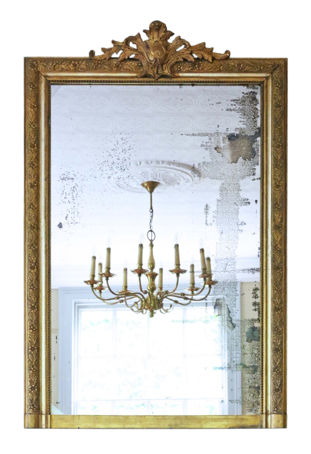 Large 19th Century French gilt overmantle wall mirror
