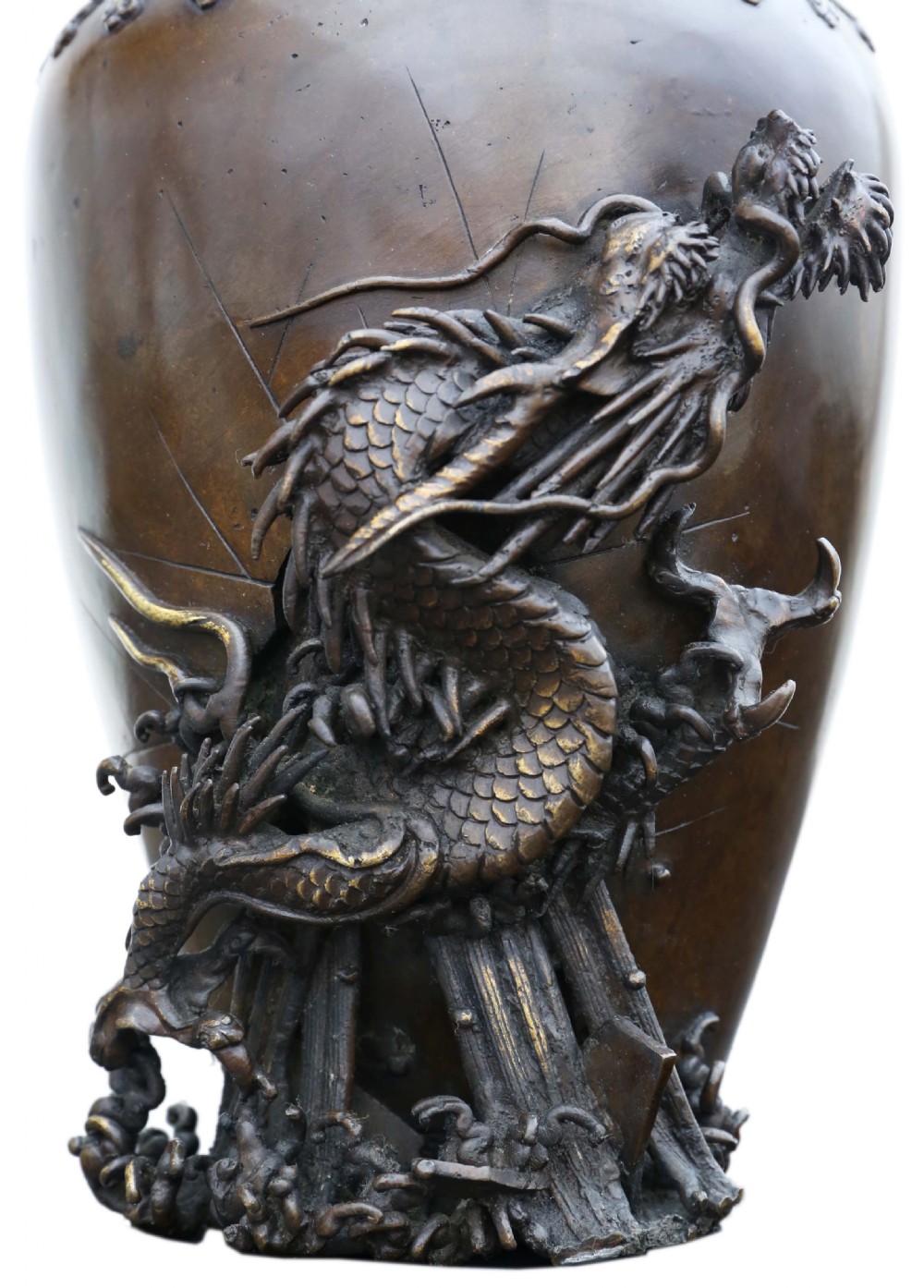 Japanese 19th Century Meiji period bronze vase dragon View VI