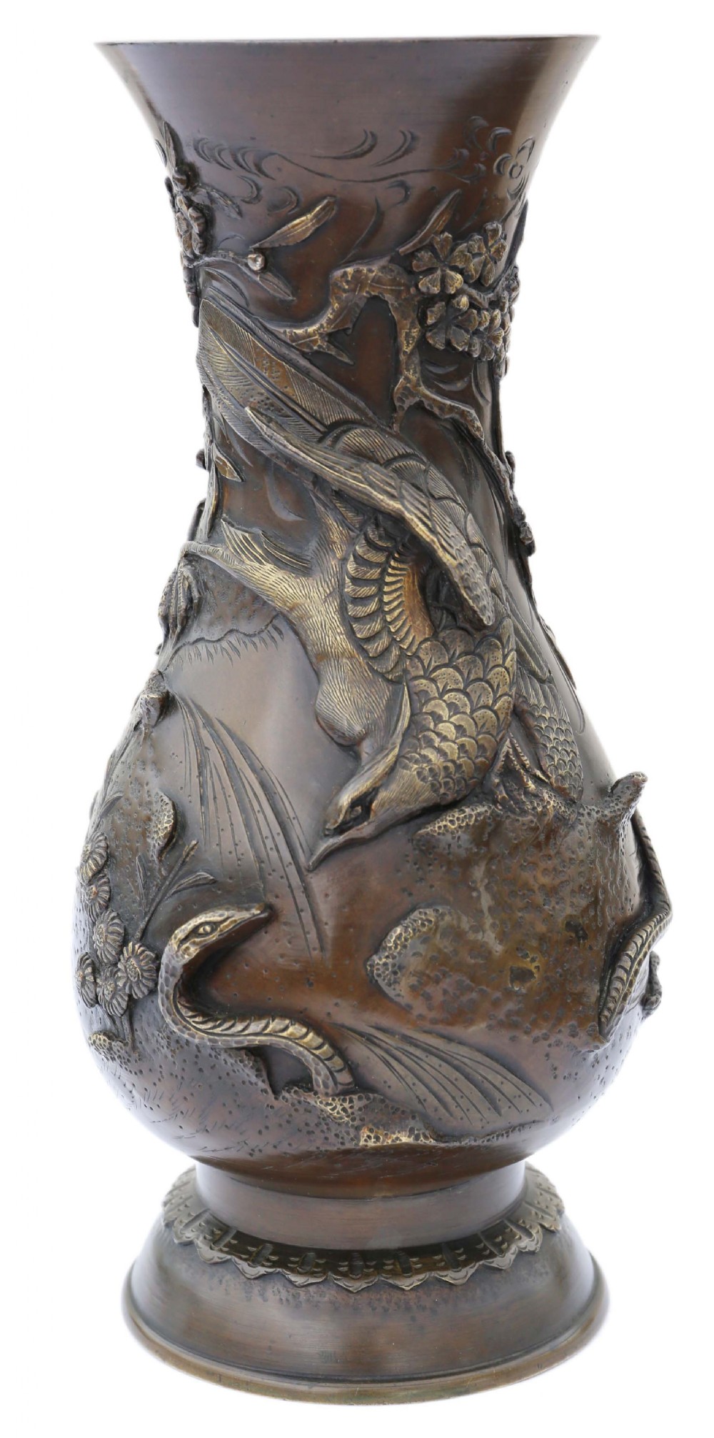 Japanese Meiji period mixed metal bronze vase