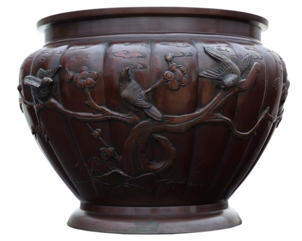 Japanese bronze jardiniere planter bowl Meiji period