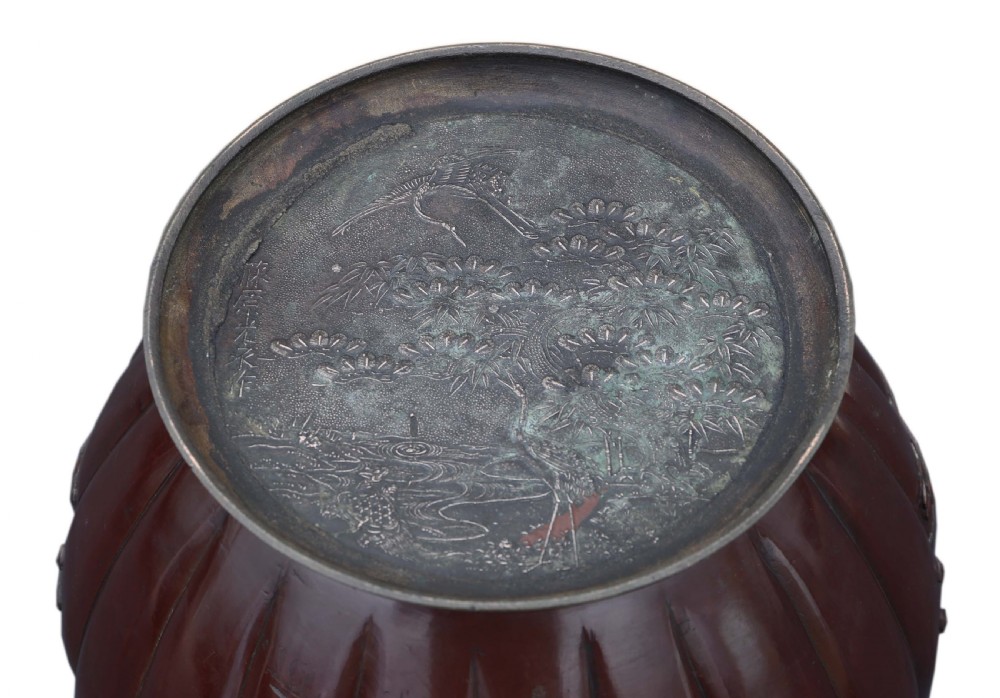 Japanese bronze jardiniere planter bowl Meiji period View V