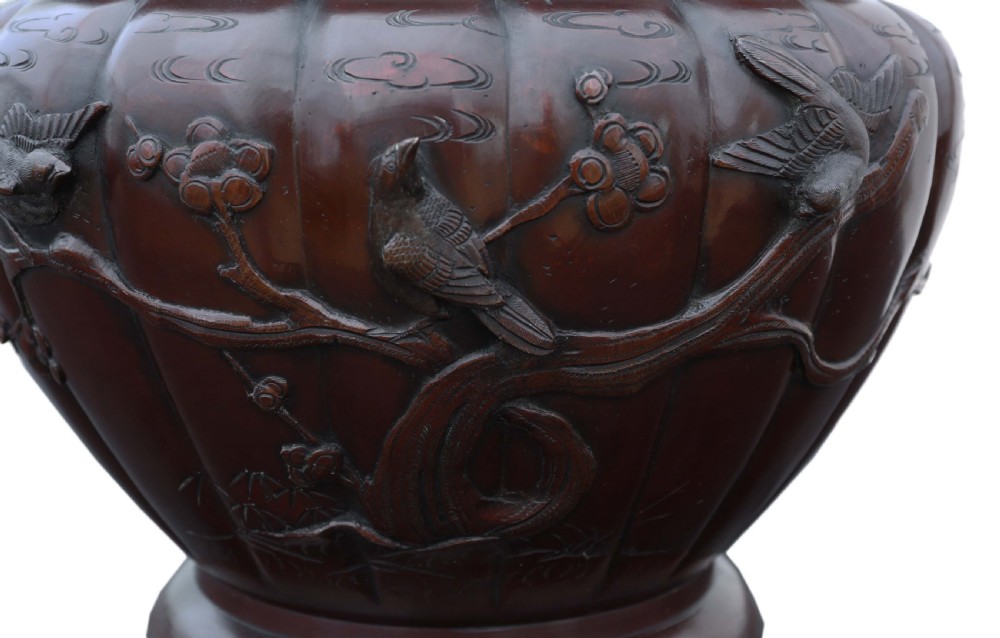 Japanese bronze jardiniere planter bowl Meiji period View VI