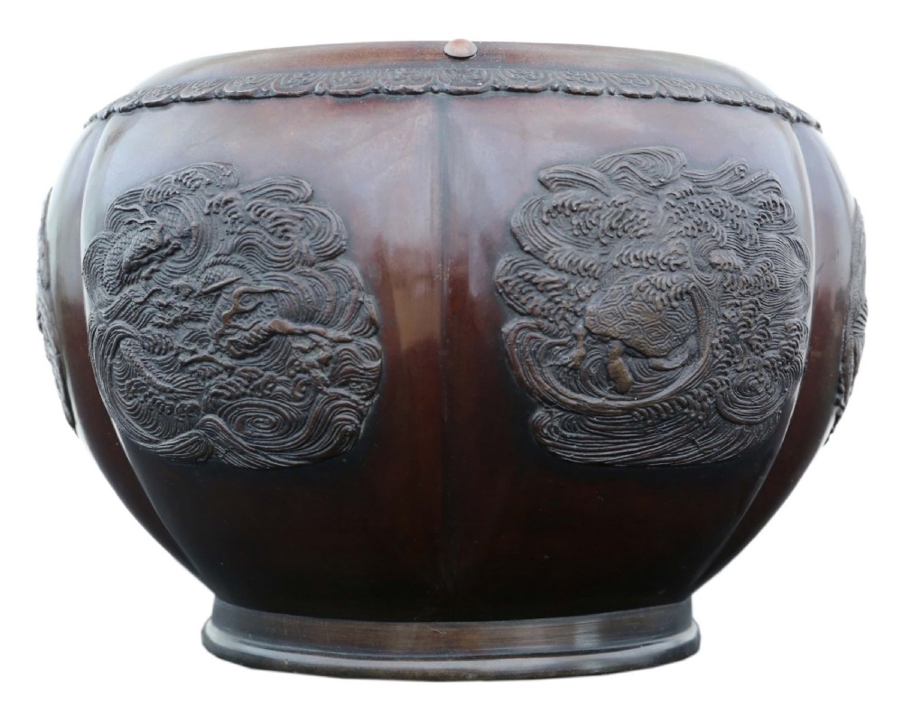 Japanese bronze jardiniere planter bowl Meiji period