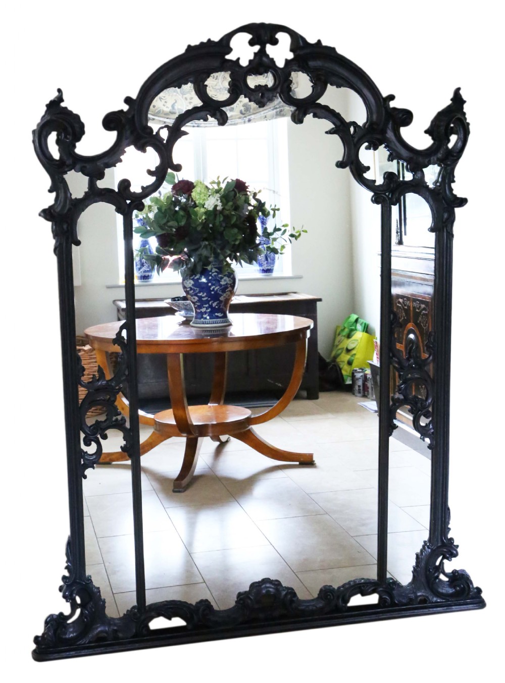 Large quality overmantle wall floor mirror 19th Century painted Italian
