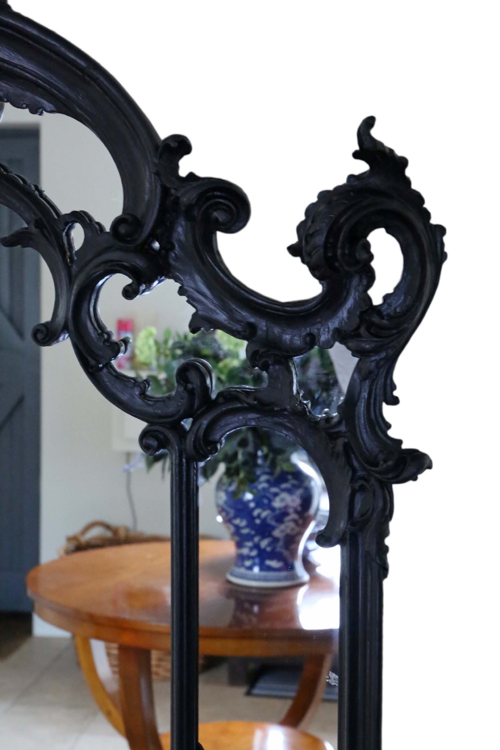 Large quality overmantle wall floor mirror 19th Century painted Italian View II