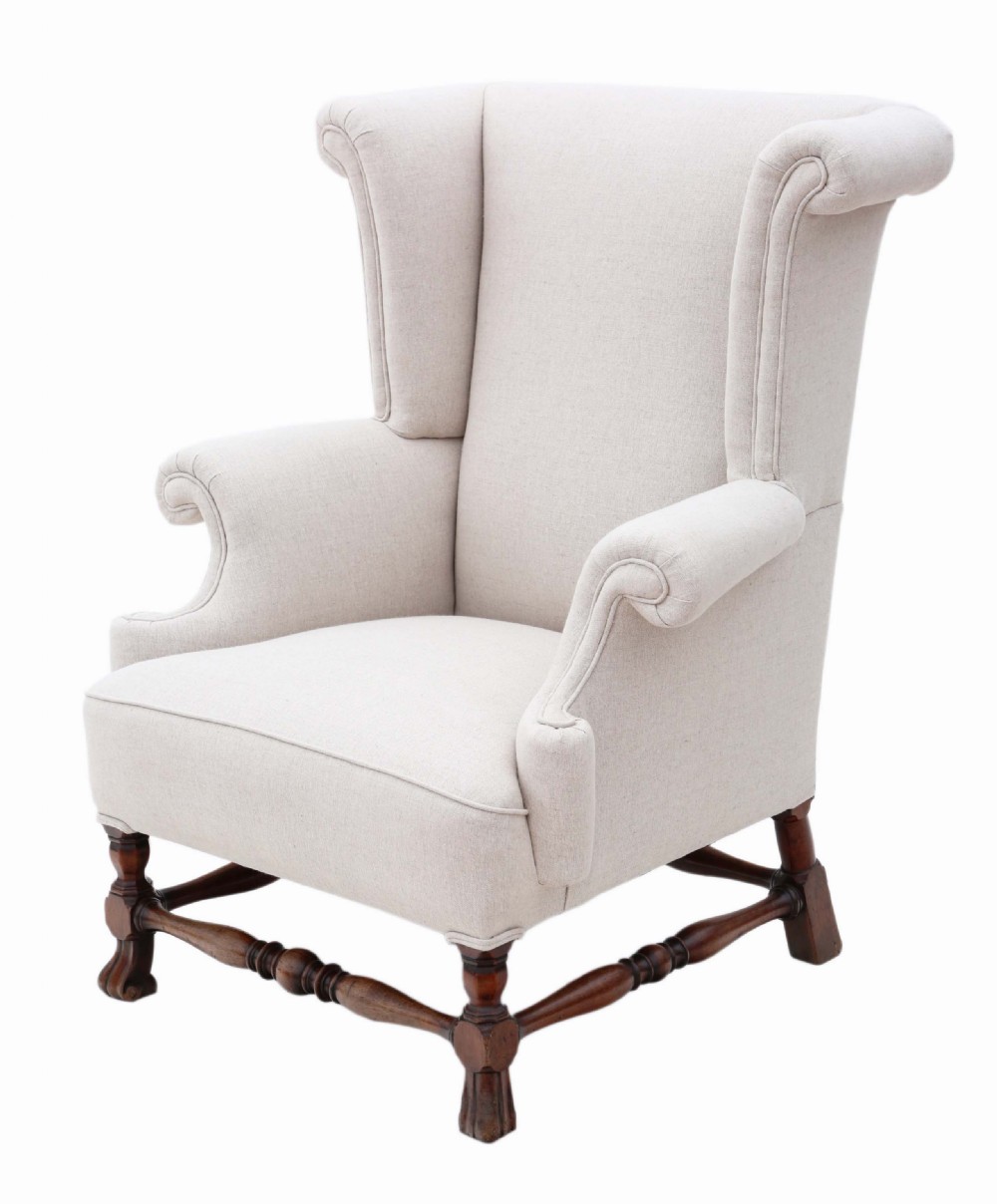 Late Victorian mahogany 19th Century wing back armchair View V