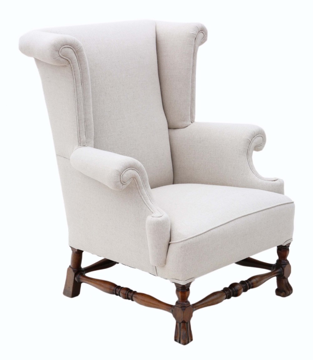 Late Victorian mahogany 19th Century wing back armchair View IX