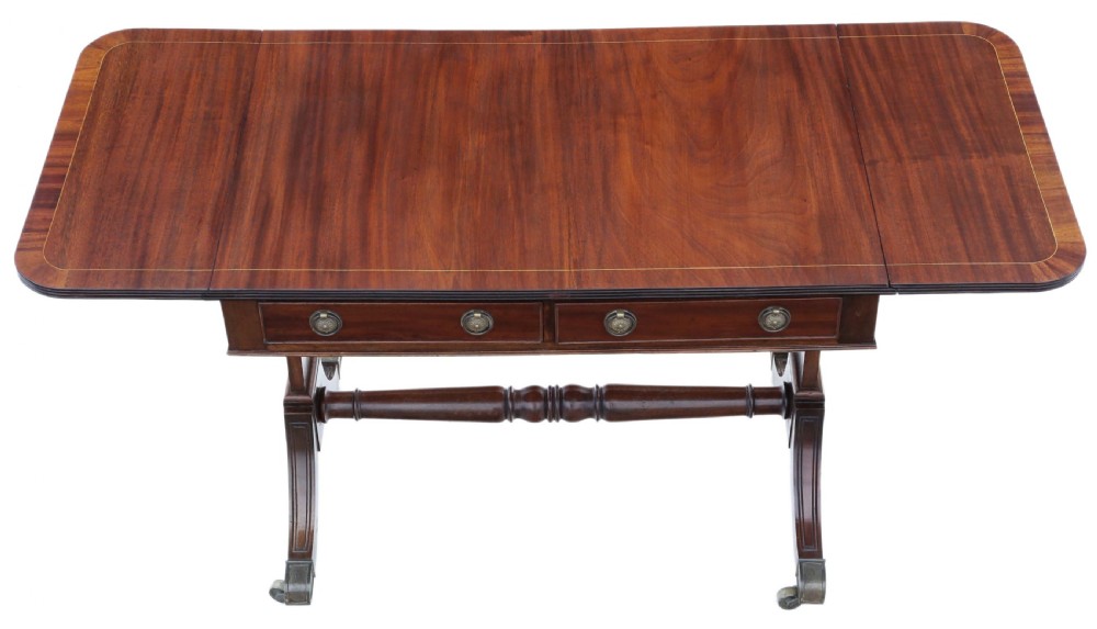 Late 19th Century inlaid mahogany folding sofa table. View II