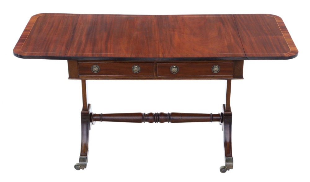 Late 19th Century inlaid mahogany folding sofa table. View III