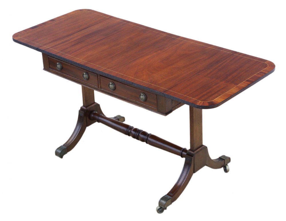 Late 19th Century inlaid mahogany folding sofa table. View VII