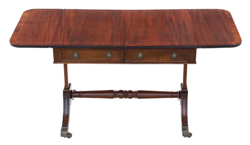 Late 19th Century inlaid mahogany folding sofa table. View VIII