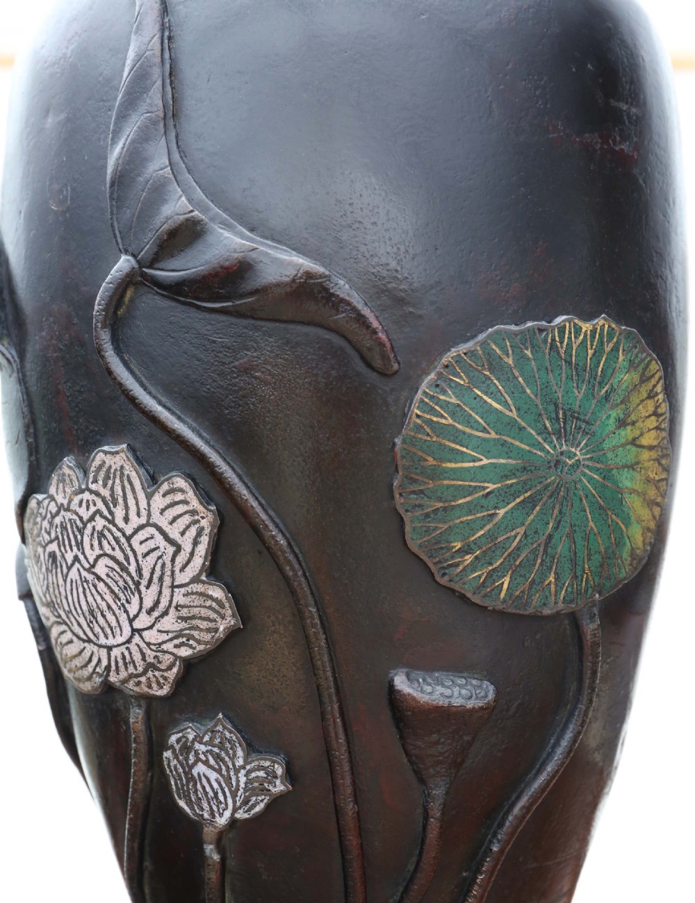 19th Century quality Japanese bronze Champleve vase View V